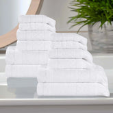 Rolla Cotton Geometric Jacquard Plush Soft Absorbent 12 Piece Towel Set